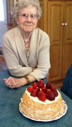 grandma with her cake